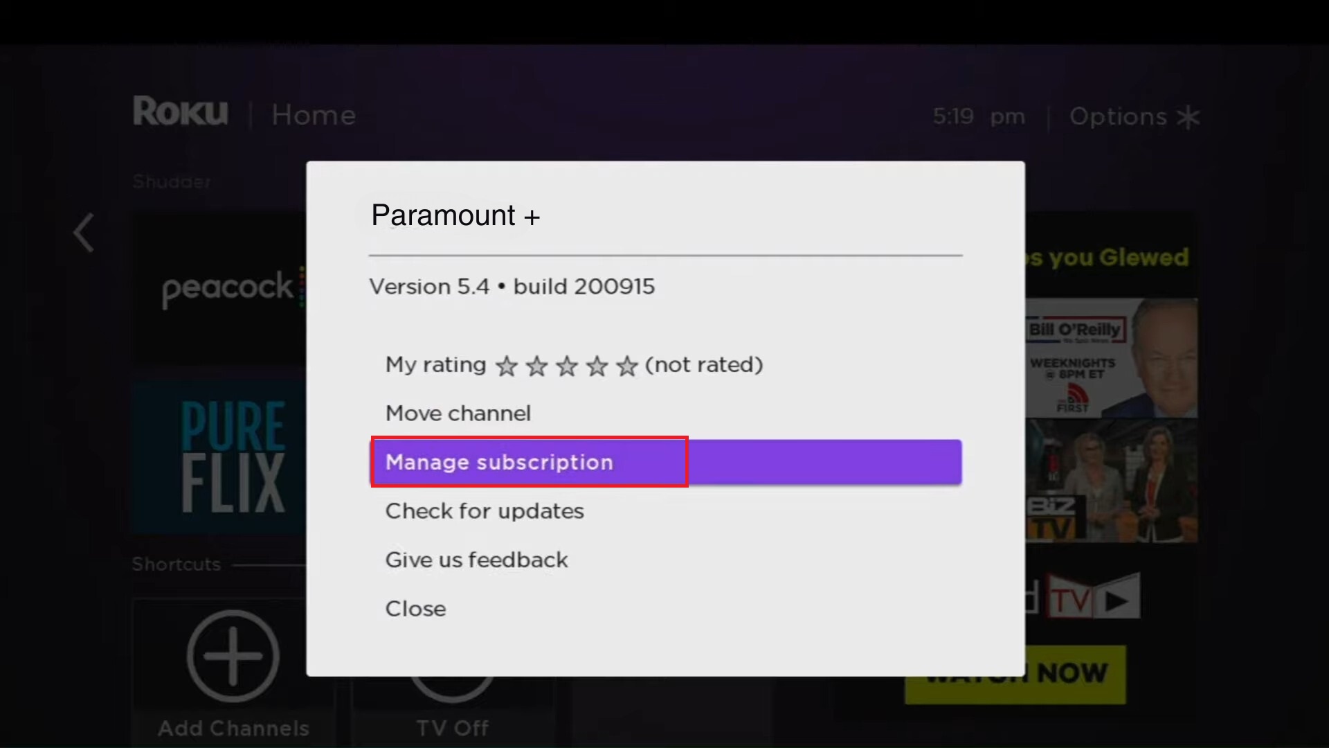 Click on Manage Subscription