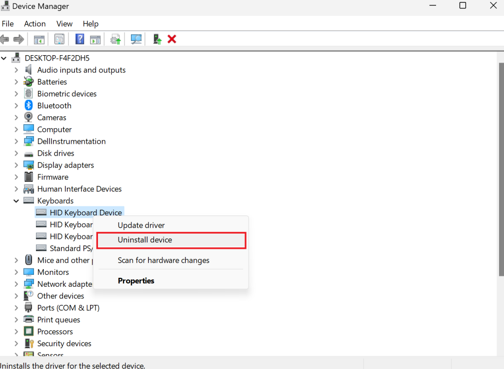 Uninstall Keyboard Drivers