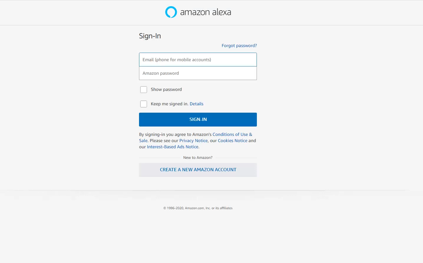Amazon Alexa Login Page