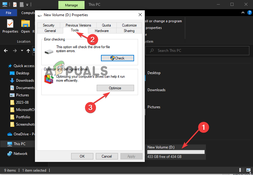 Optimize and defragment your drive Invalid MS-DOS Function Error on Windows 11/10