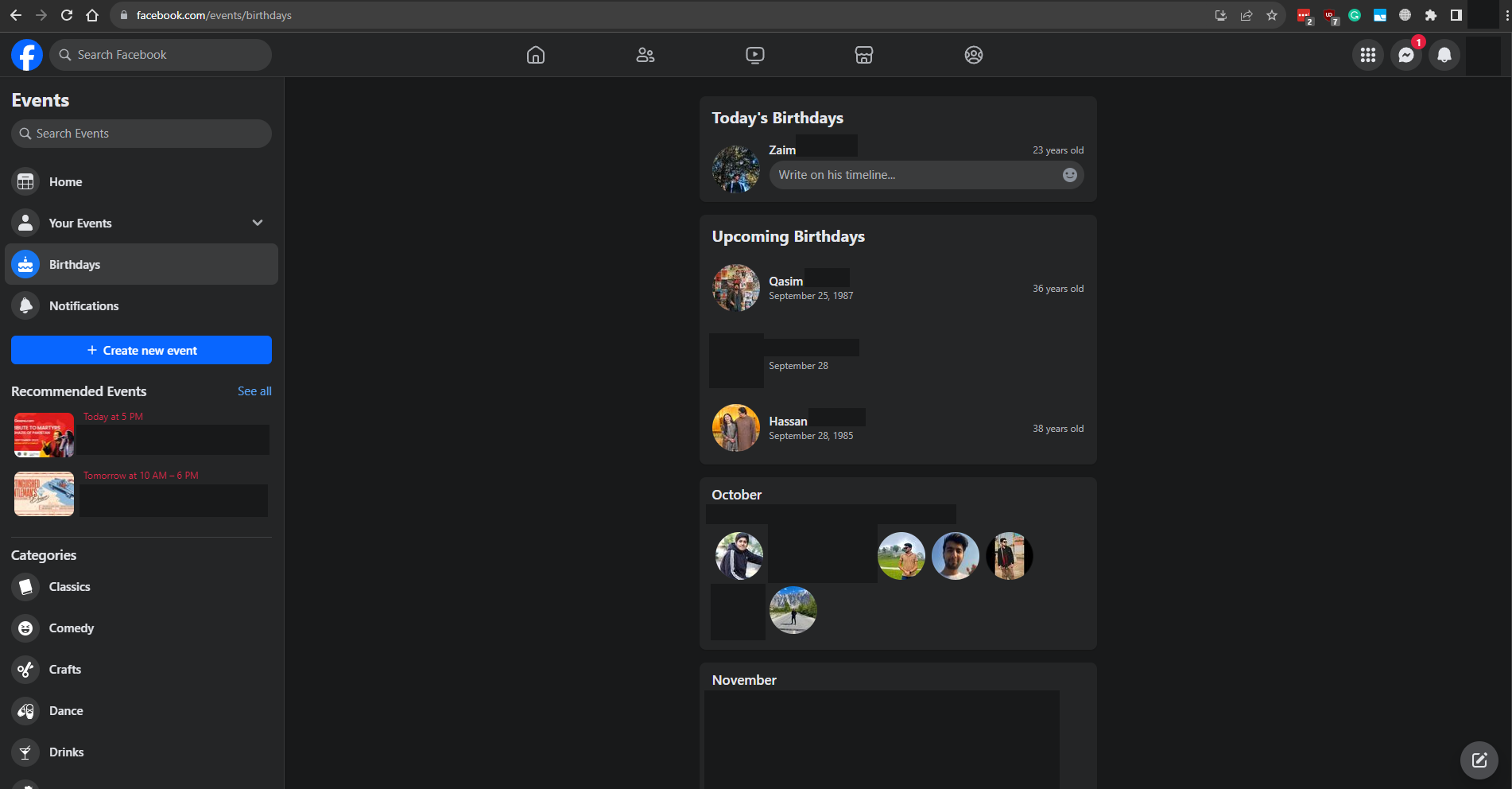 Facebook Birthdays