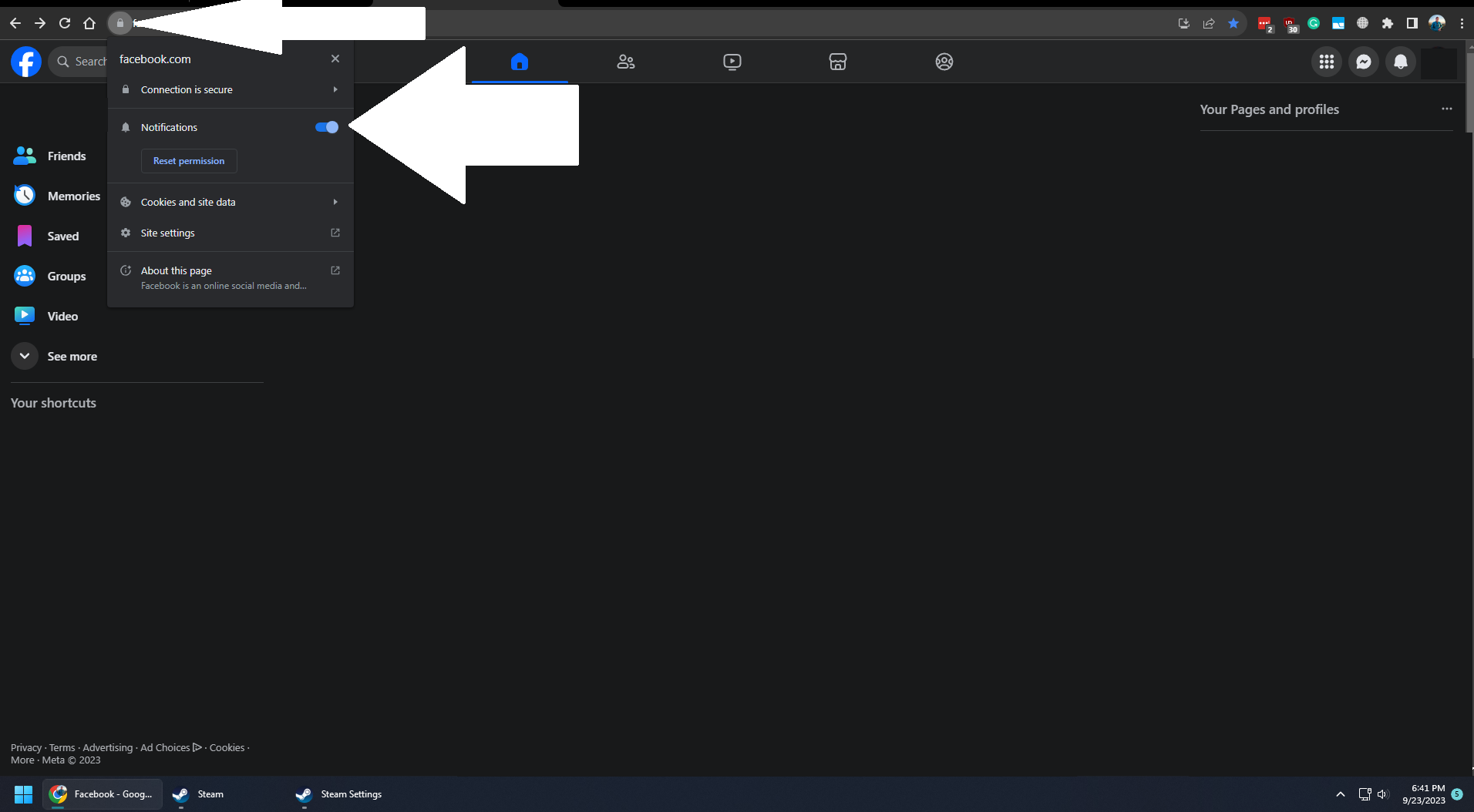 Google Chrome Facebook Notifications
