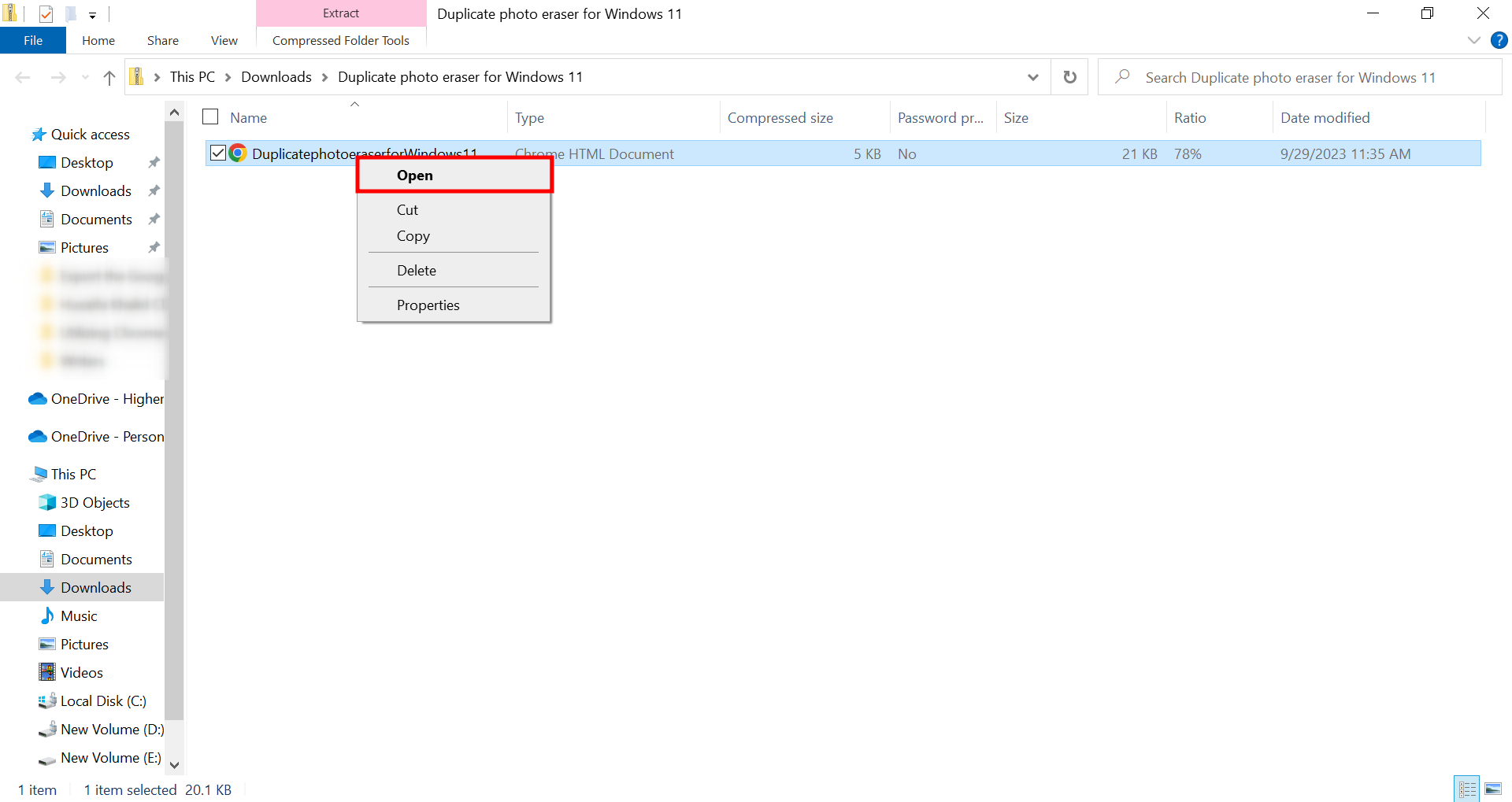 The webpage downloads as a zip Unzip the File Open the HTML file with the browser you like