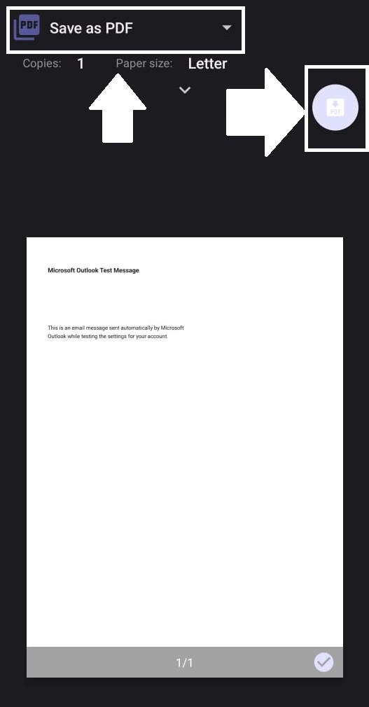 Outlook App - Print Menu