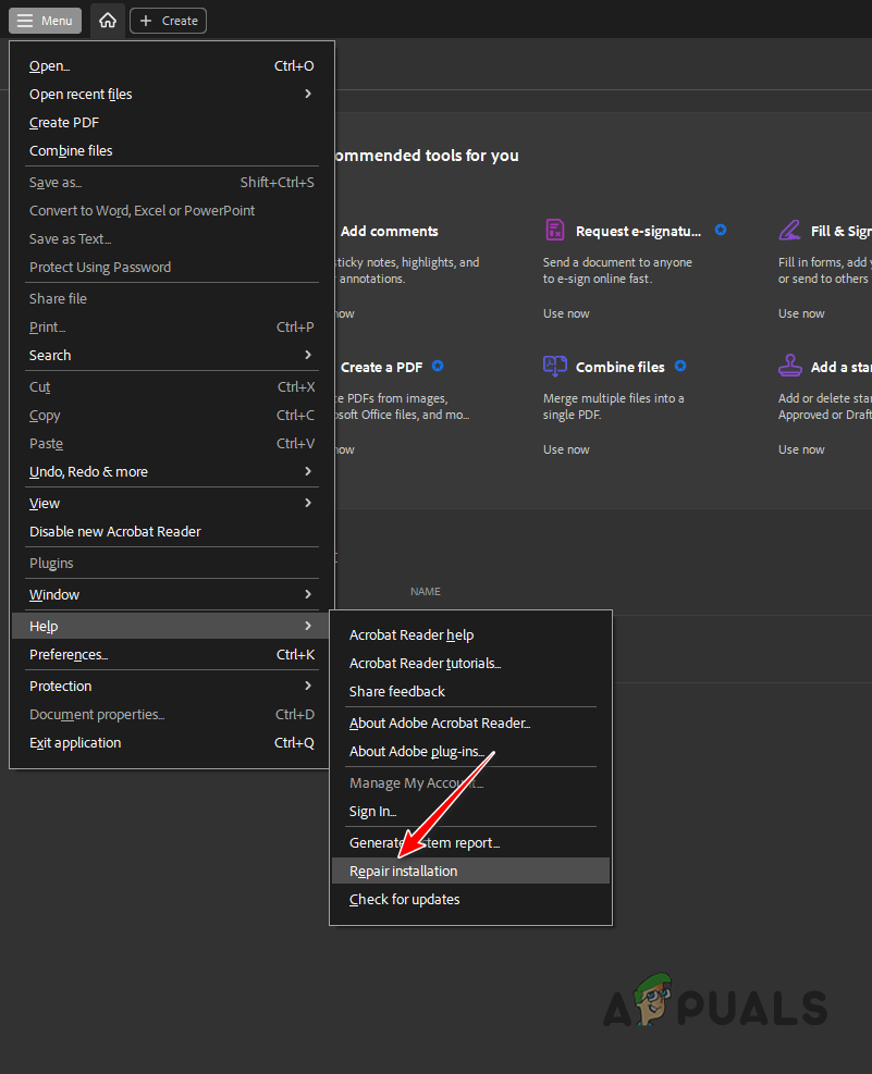 Repairing Adobe Acrobat