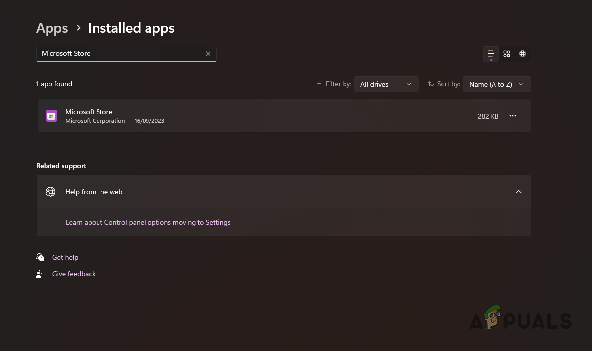 Searching for Microsoft Store