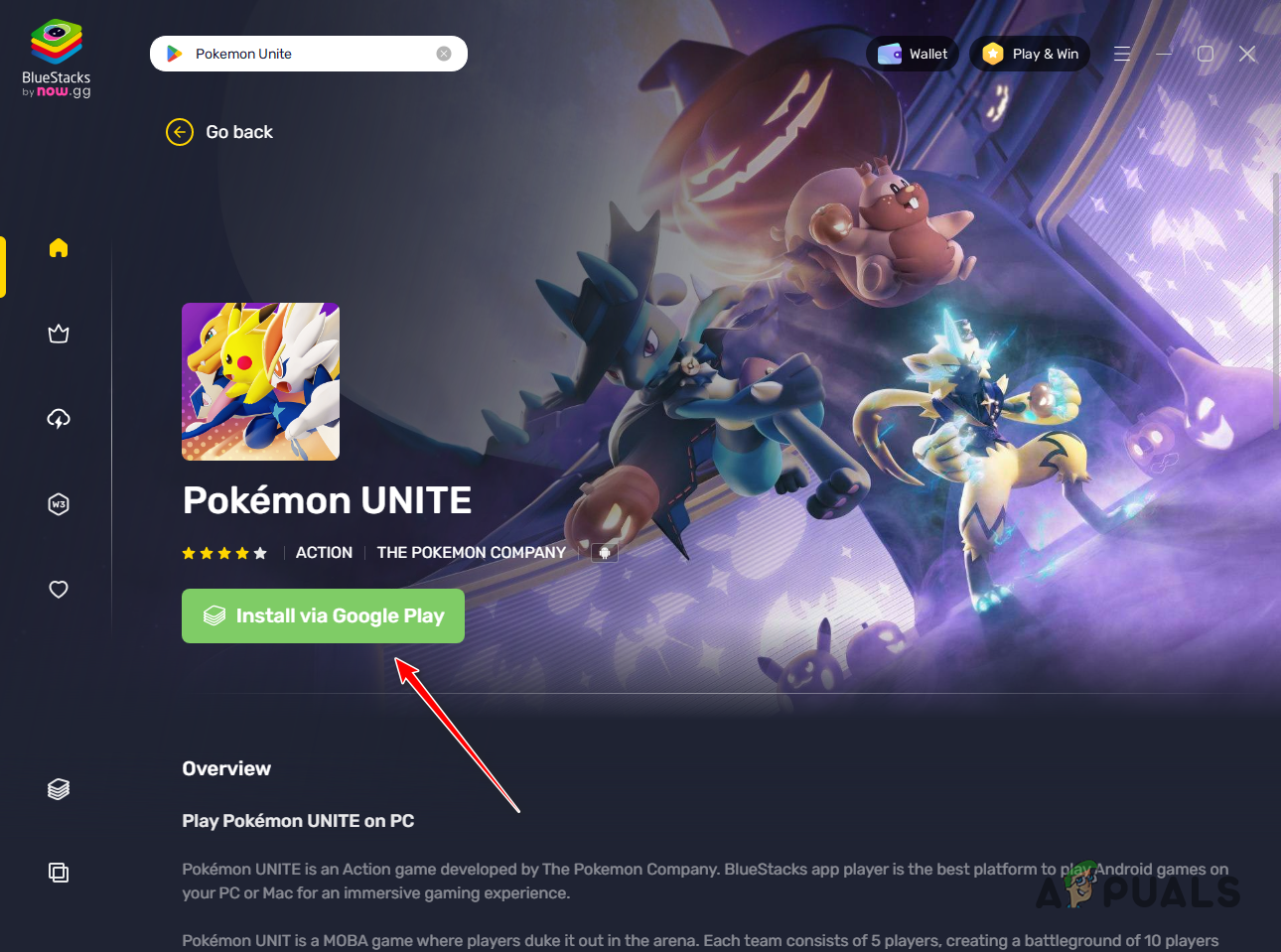 Installing Pokémon Unite in BlueStacks