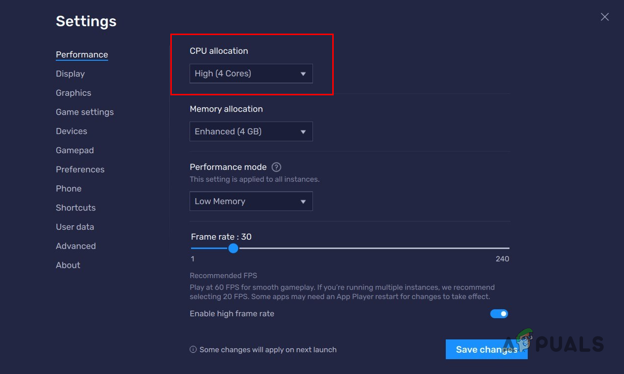 Changing CPU Allocation