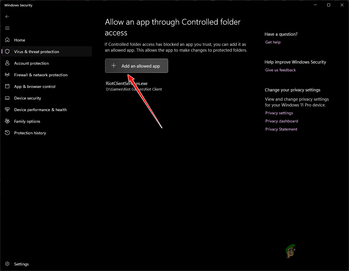 Allowing an App Through Controlled Folder Access