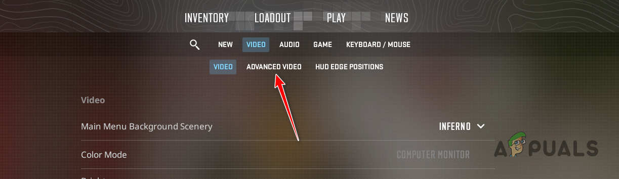 Navigating to Advanced Video Settings