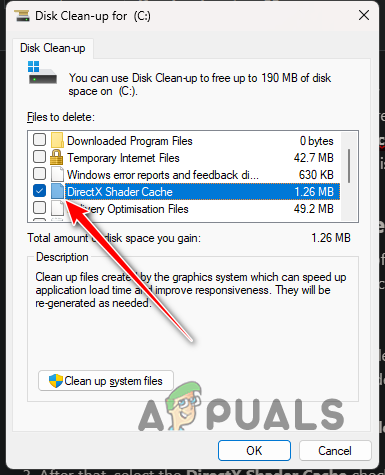 Selecting DirectX Shader Cache