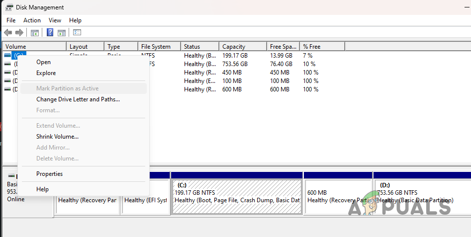 Mark Partition as Active Greyed Out in Disk Management