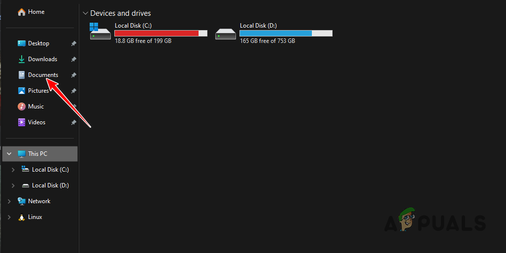 Navigating to Documents Folder