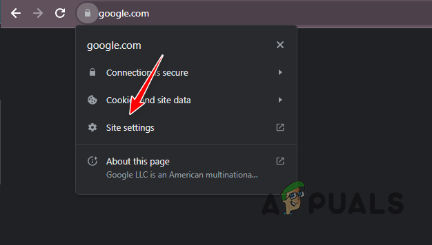 Navigating to Site Settings