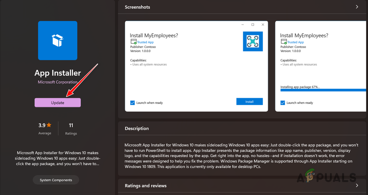 Updating App Installer
