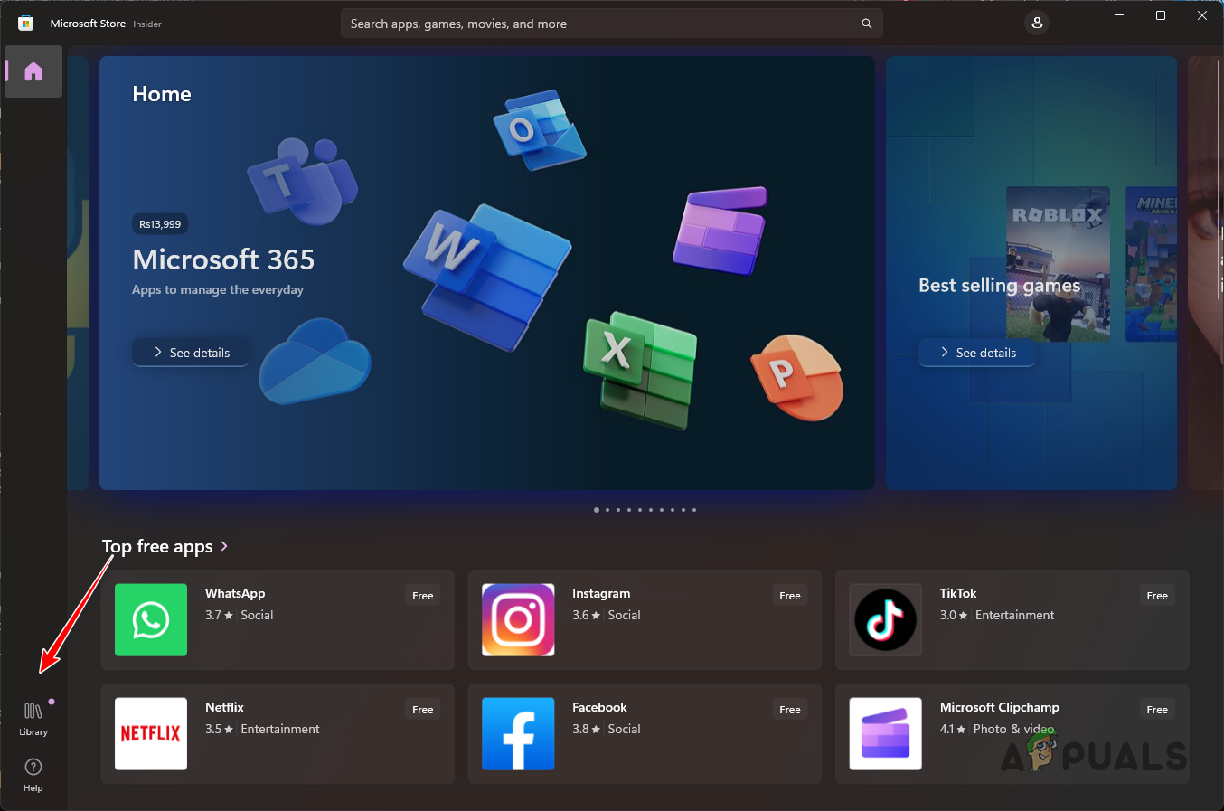 Navigating to Library