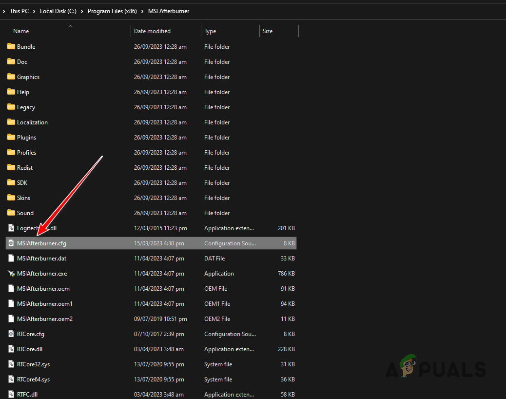 Opening MSI Afterburner Config