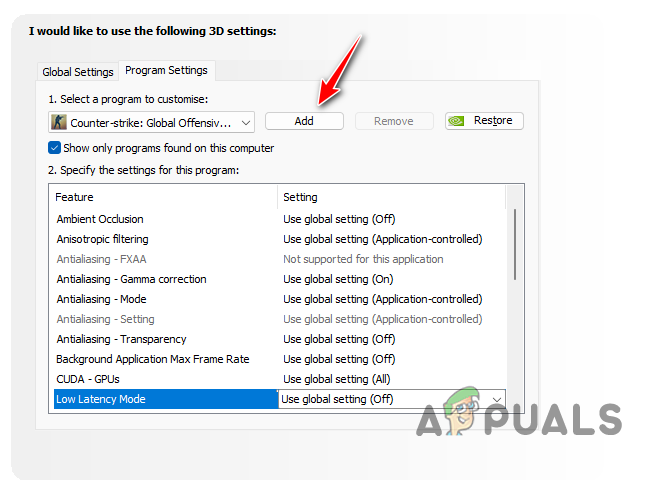 Adding Program to NVIDIA Control Panel