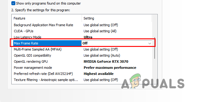 Enabling Max Frame Rate