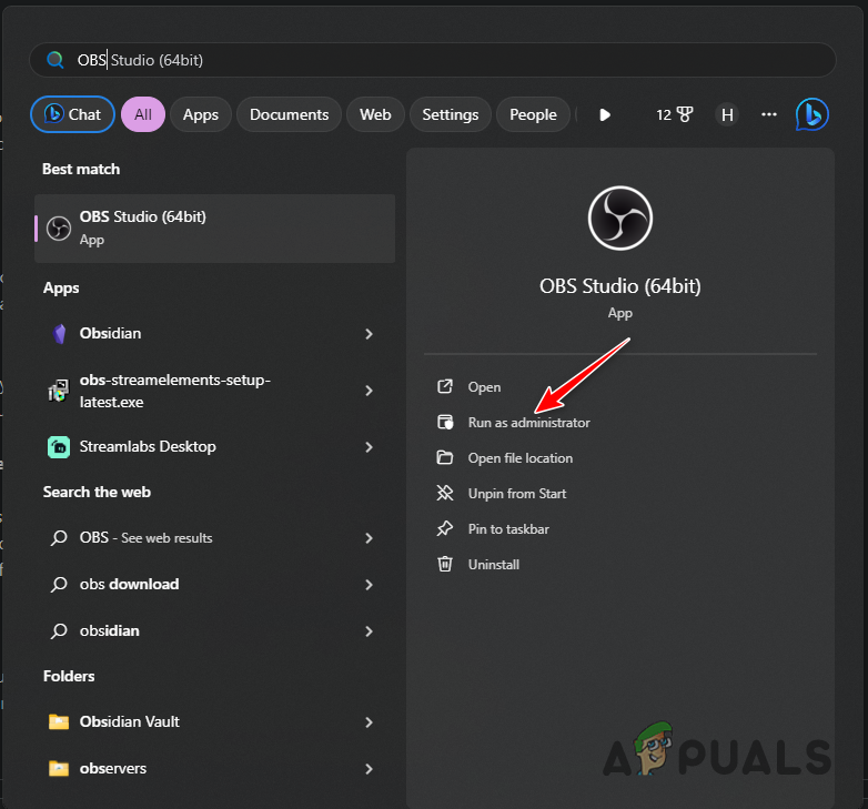 Running OBS as Admin