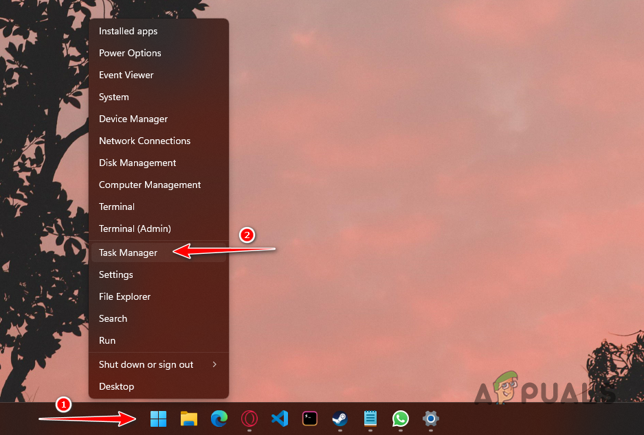 Opening Task Manager