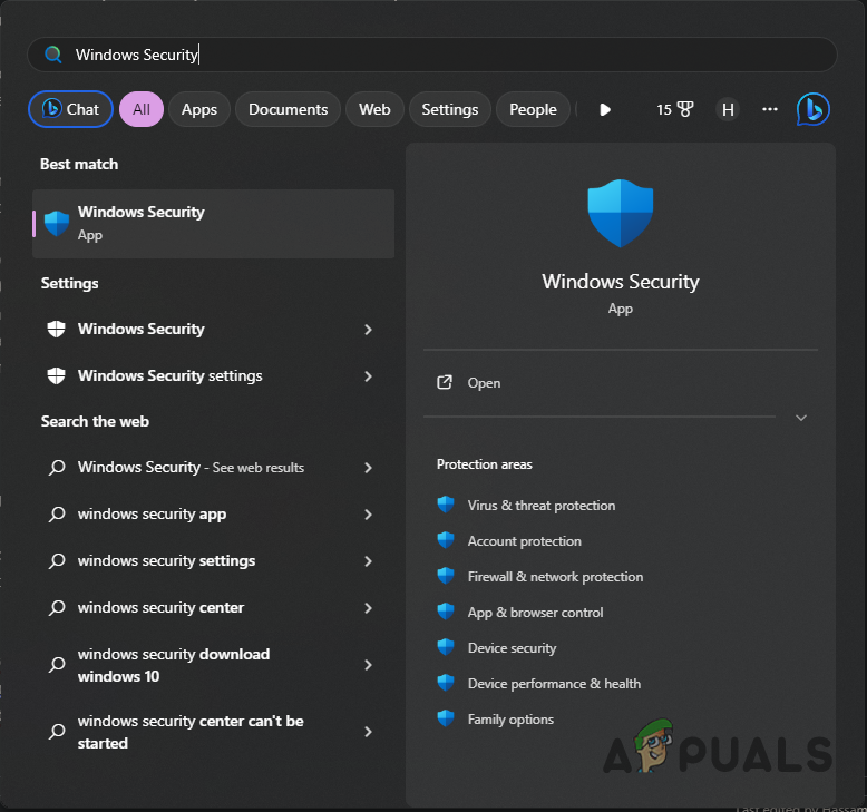 Opening Windows Security