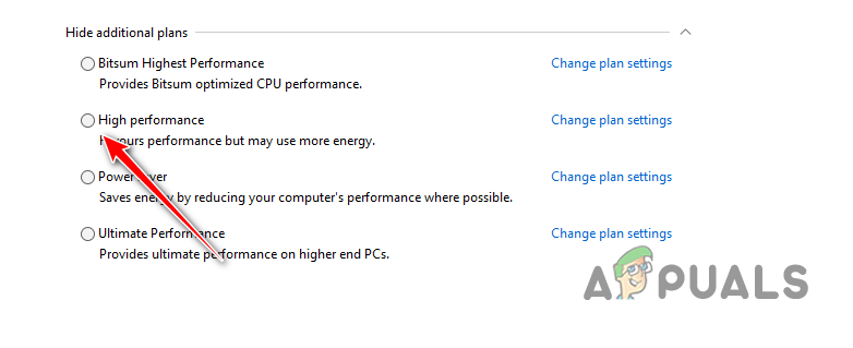 Choosing High Performance Plan