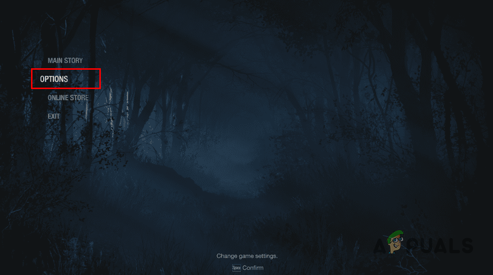 Navigating to Options Menu