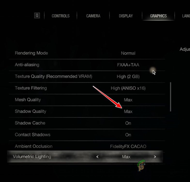 Changing Shadow Quality