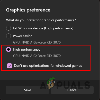 Changing Graphics Preference