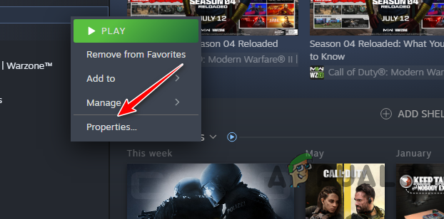 Opening Steam Game Properties
