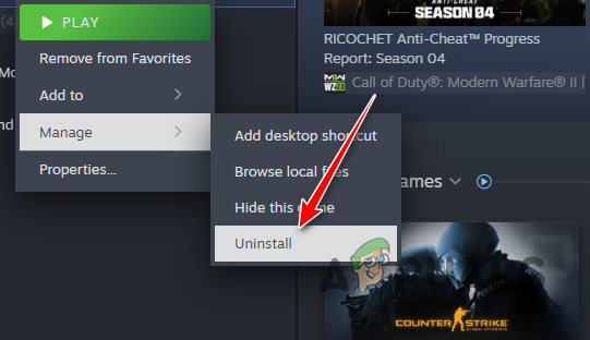 Uninstalling Starfield