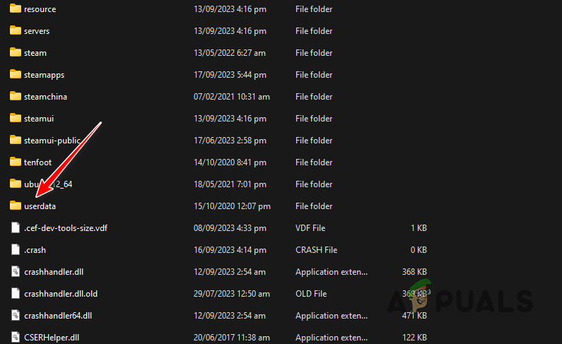 Navigating to userdata Folder