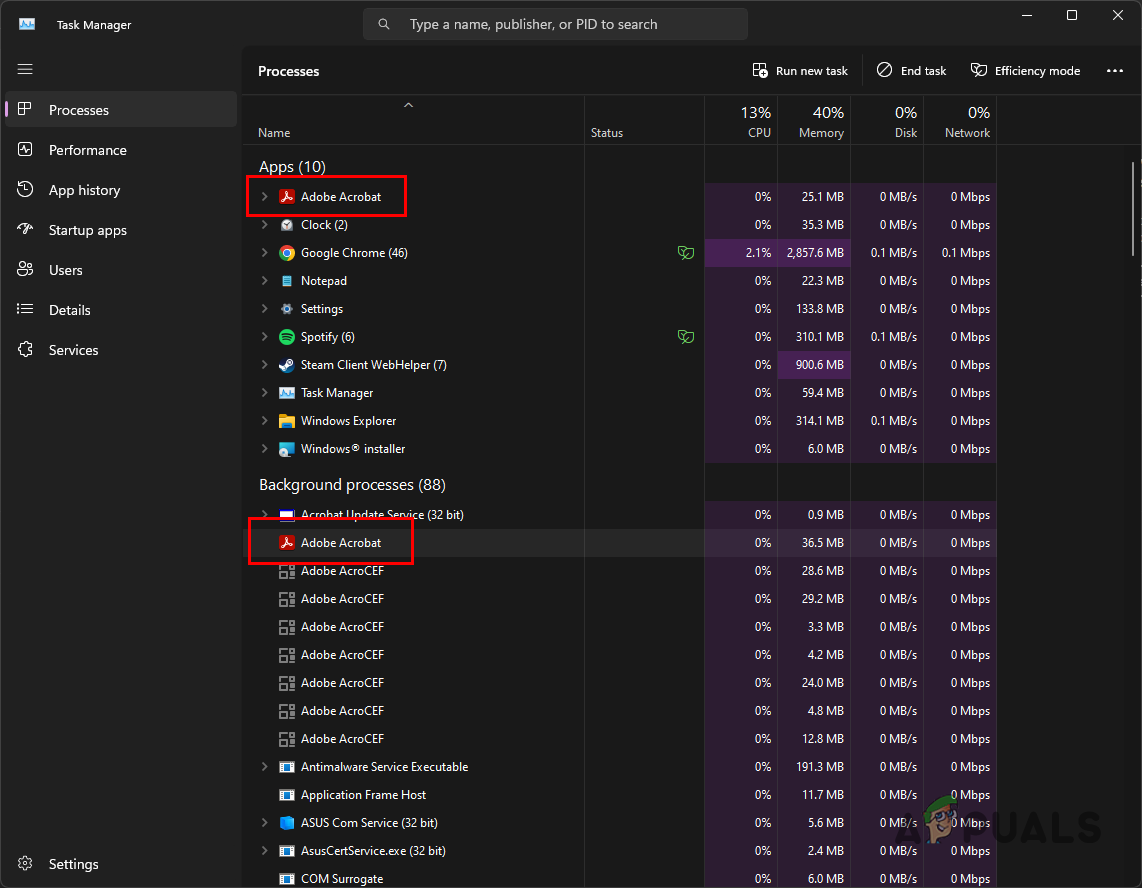 Adobe Acrobat Processes