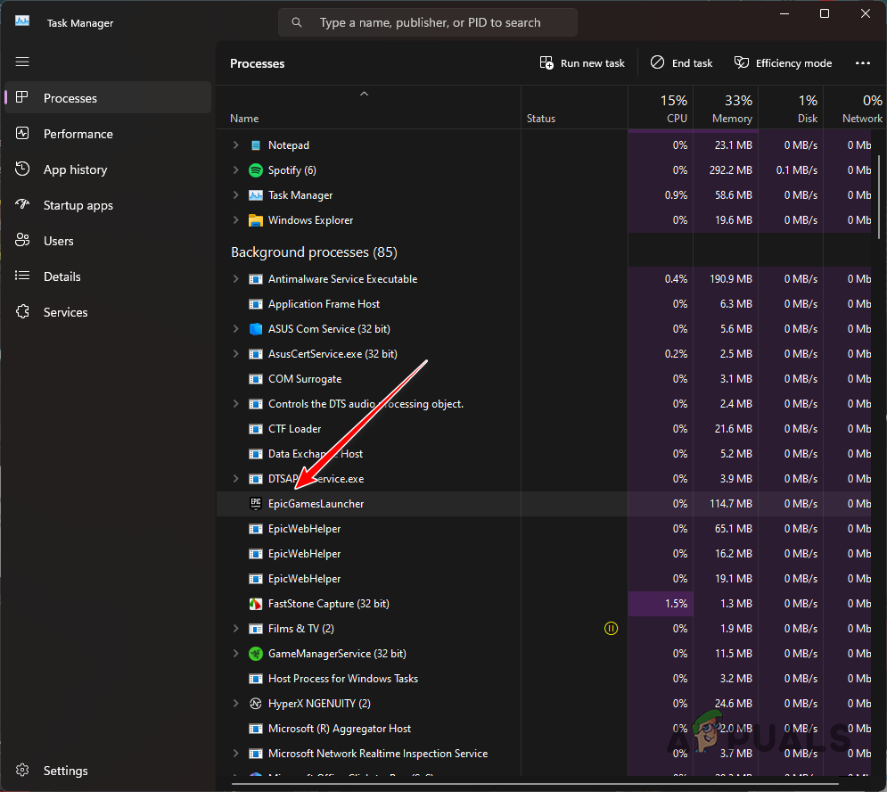 Epic Games Launcher Process
