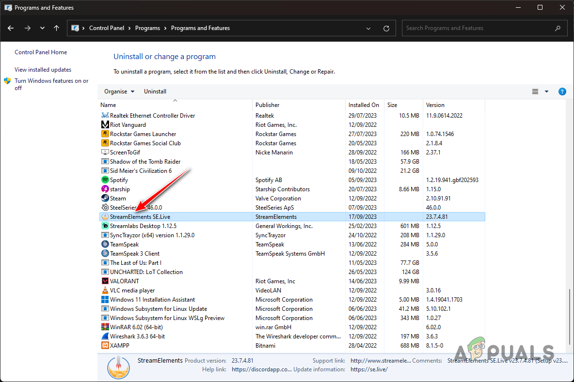 Uninstalling StreamElements SE.Live