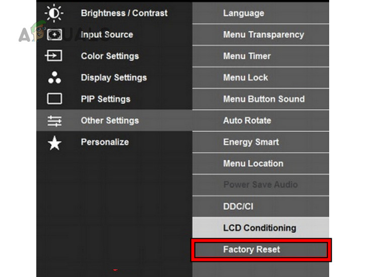 Factory Reset the Monitor