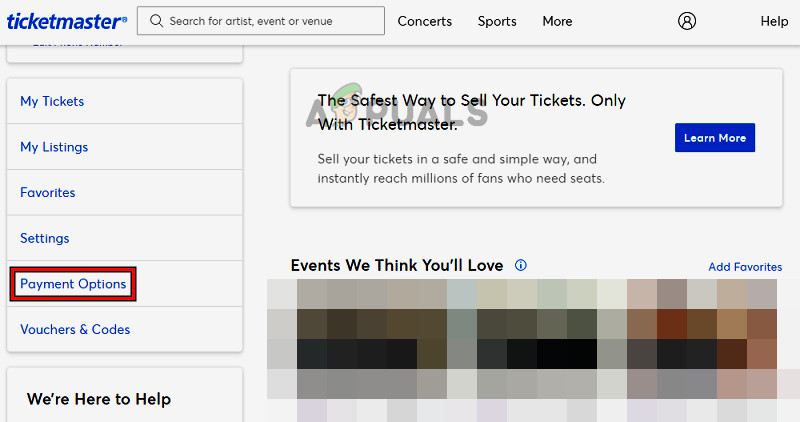 Update the Payment Info on Ticketmaster