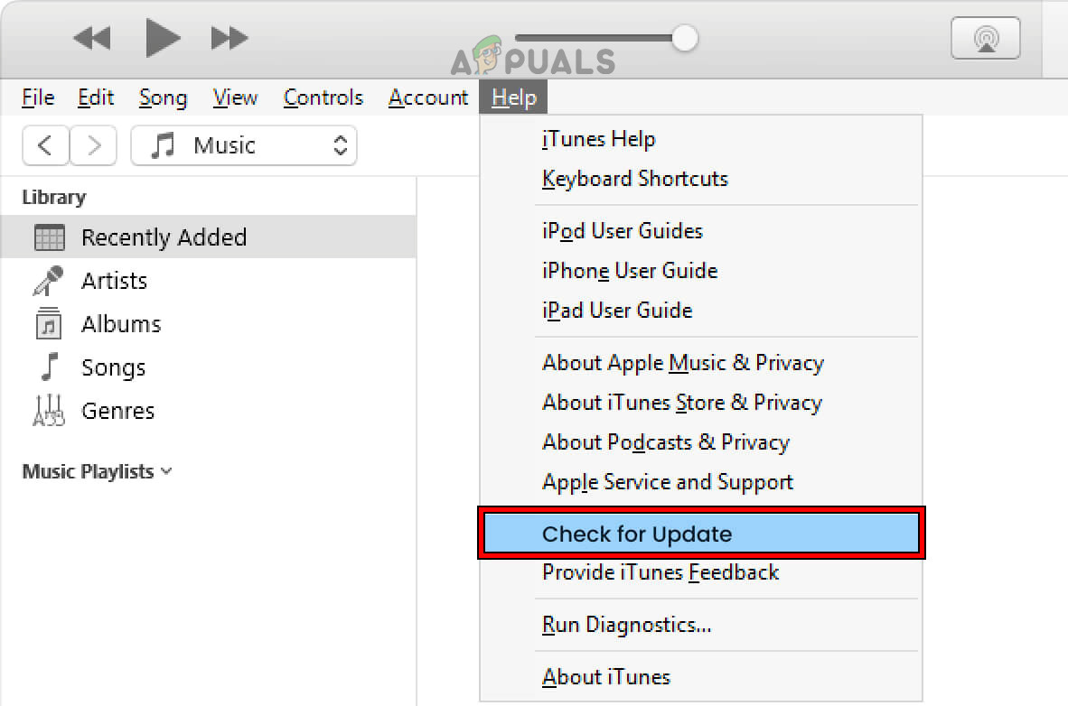 Check for iTunes Update