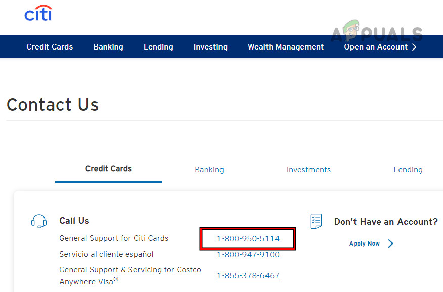 Call the Helpline of Citi