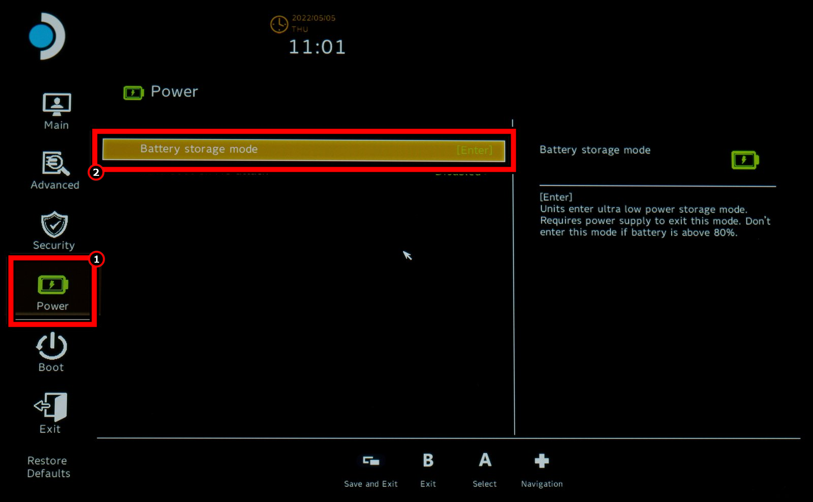 Enable Battery Storage Mode in the BIOS of the Steam Deck
