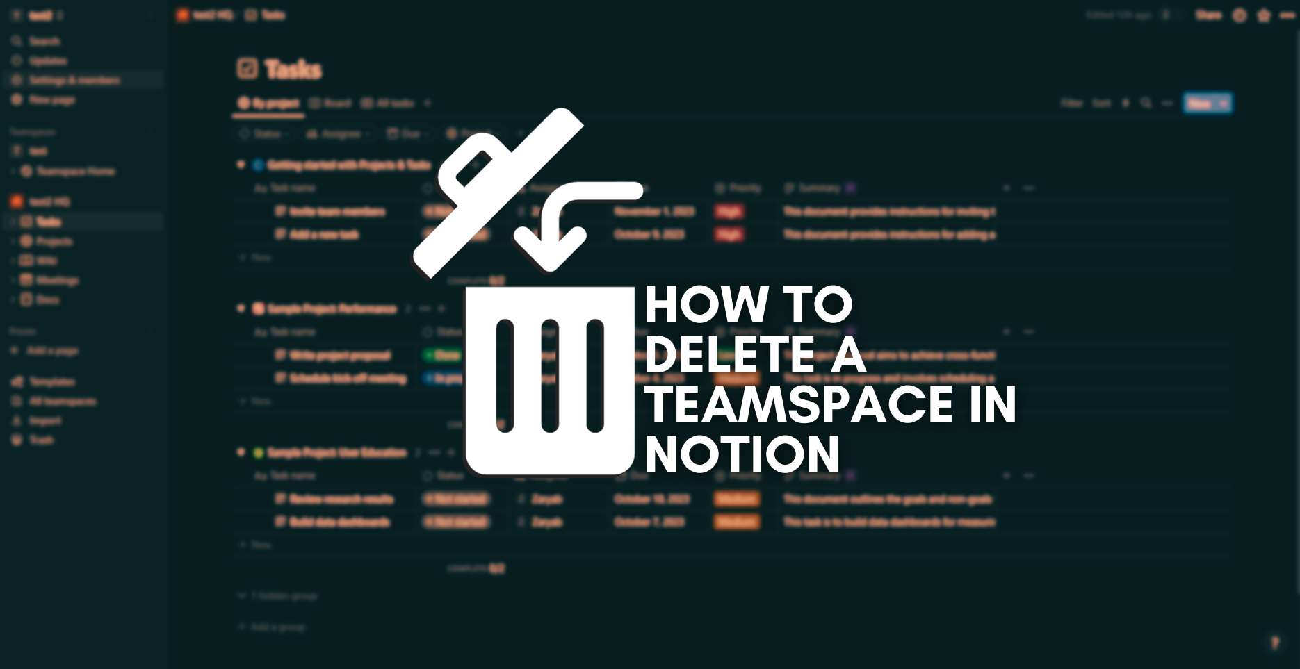 Как удалить Teamspace в Notion: пошаговые изображения