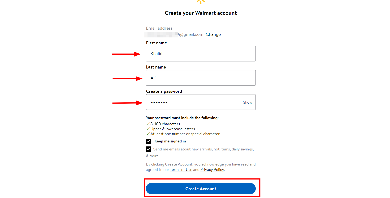 Fill in the information and Click Create Account