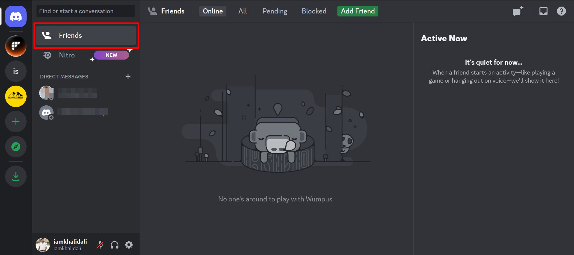 Open discord and click on friends tab
