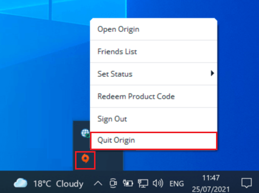 quit origin
