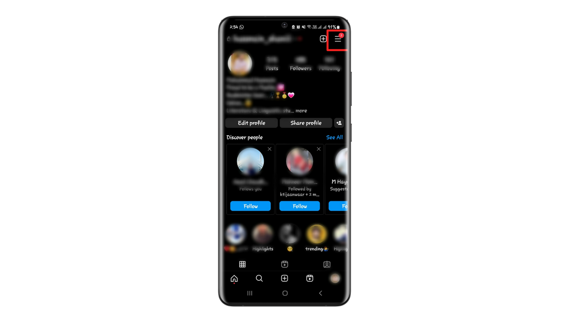 Click on the three horizontal lines