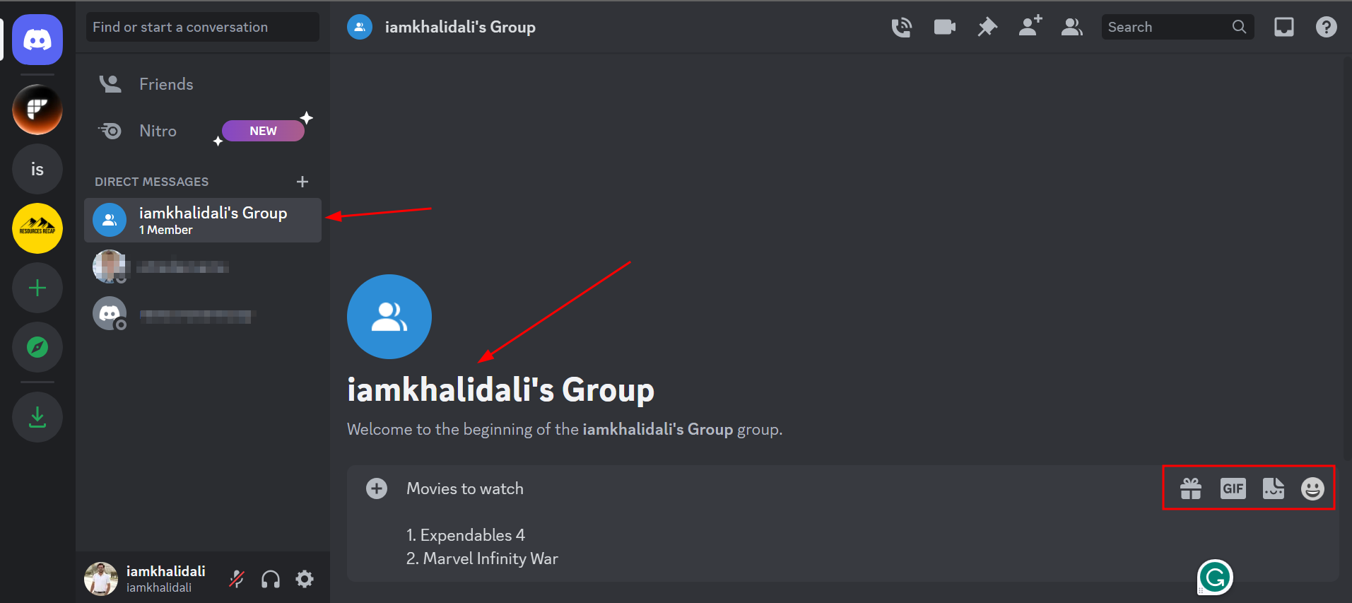 Your own group will be created