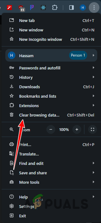 Navigating to Clear Browsing Data