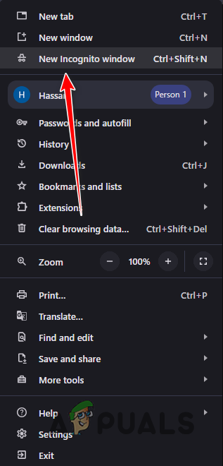 Opening an Incognito Window