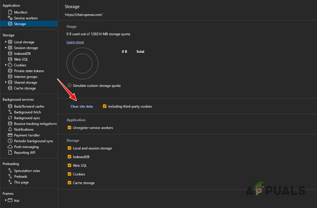 Clearing ChatGPT Site Data